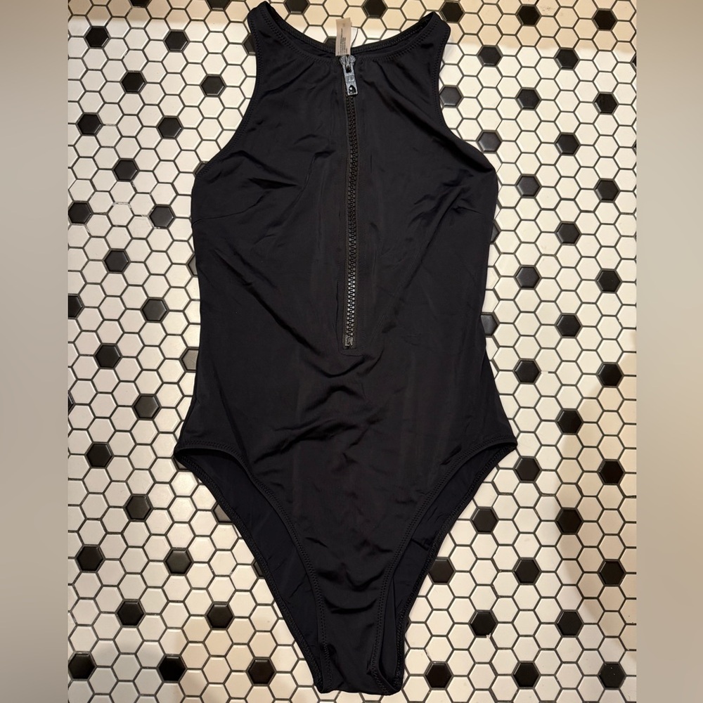SOLID & STRIPED Black Racerback Swimsuit